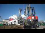 Погрузка вилочного погрузчика на низкорамный кран-манипулятор